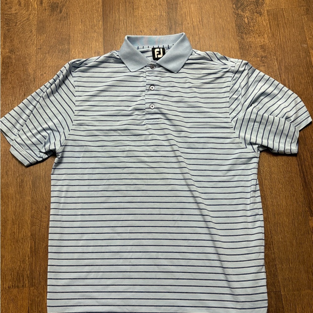 Men's Blue Striped Polo Shirt